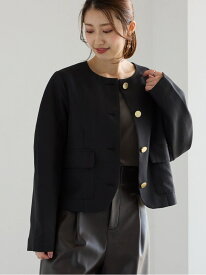 コンパクトノーカラージャケット Te chichi テチチ ジャケット・アウター ノーカラージャケット ブラック ベージュ【送料無料】[Rakuten Fashion]