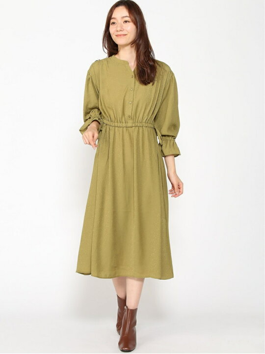 楽天市場 Sale 30 Off Techichi Terrasse サテンジャカードワンピース Te Chichi Terrasse テチチ ワンピース 5ー9分袖ワンピース ブラウン グリーン ネイビー Rba E 送料無料 Rakuten Fashion Te Chichi