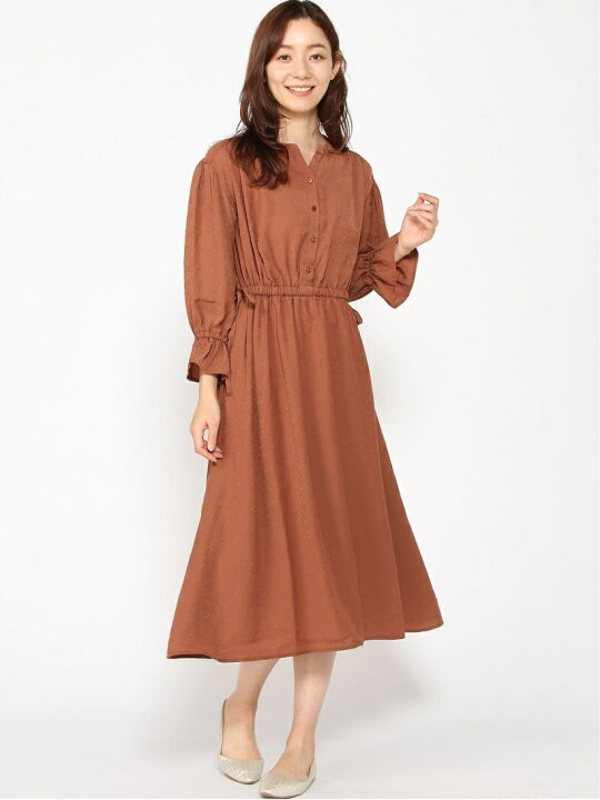 楽天市場 Sale 30 Off Techichi Terrasse サテンジャカードワンピース Te Chichi Terrasse テチチ ワンピース 5ー9分袖ワンピース ブラウン グリーン ネイビー Rba E 送料無料 Rakuten Fashion Te Chichi