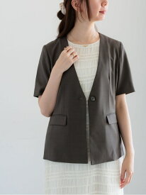 【SALE／61%OFF】麻調Yカラージャケット Te chichi テチチ ジャケット・アウター ノーカラージャケット グレー ベージュ【RBA_E】【送料無料】[Rakuten Fashion]