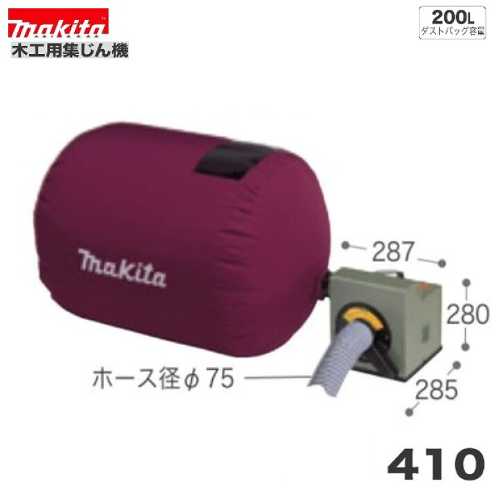 楽天市場】マキタ 410木工用集じん機 ダストバッグ容量200L【集じん+ 