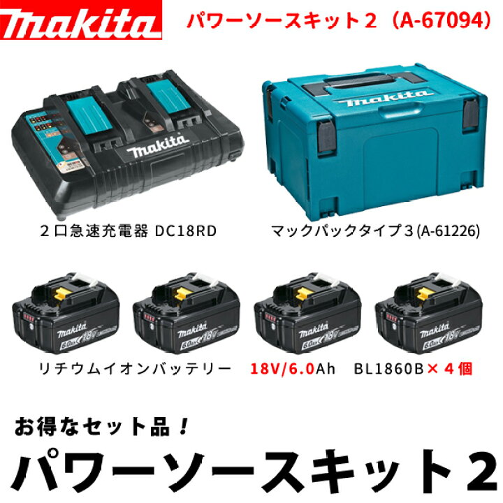 楽天市場】マキタ/makita パワーソースキット2【A-67094】18V/18V×2 