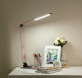 デスクライト LED おしゃれ スリム ローズレッド スタンド 照明 USB スマホ充電 新生活 オリンピア照明 MotoM ブランド GS1703P (ピンク) ヘアライン仕上げ USB スマホ充電 趣味 読書 勉強 楽しく 学習机 調光 調色 明るい 折りたたみ コンパクト