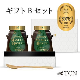 マヌカハニー ギフト Bセット（ストロングマヌカハニーMGO860+ 500g 2個とスプーンのセット） 送料無料 ギフト プレゼント 内祝い はちみつ 蜂蜜 ニュージーランド ギフトセット TCN SMN31-500GB