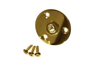 丸型 アウトプットジャック・カバー ジャックプレート ジャック付き 取付用ネジ付属 修理交換用 (ゴールド)