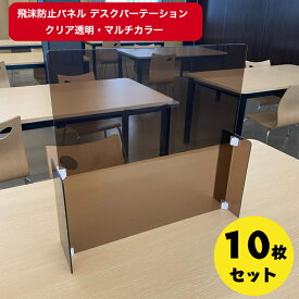 10枚セット 4形態に変形！ 飛沫防止パネル デスク パーテーション 仕切り板 トランスフォーム エディション クリア 透明 カラー ブラック ホワイト スモーク プライバシー 卓上 スタンド クランプ 目隠し