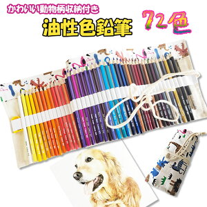 油性色鉛筆 72色 動物柄 収納付き かわいい 色鉛筆セット 発色 の 良い 色鉛筆 いろえんぴつ 油性 初心者 大人 学生 子供 小学生 こども 塗り絵 スケッチ イラスト デッサン プレゼント ギフト