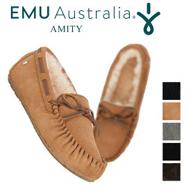 EMU モカシン レディース モカシンシューズ アミティ 秋冬 エミュー ブランド 正規品 裏ボア 本革 シープスキン アッパースエード ラバーソール 天然素材 ローファー 通気性あり 軽量 疲れにくい 無地 全5色 ブラック黒 22cm 23cm 24cm 25cm