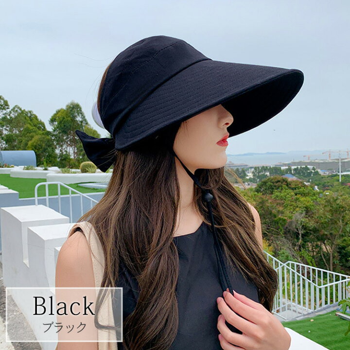 81％以上節約 ハット 帽子 UVカット つば広 小顔効果 紫外線対策 ブラック
