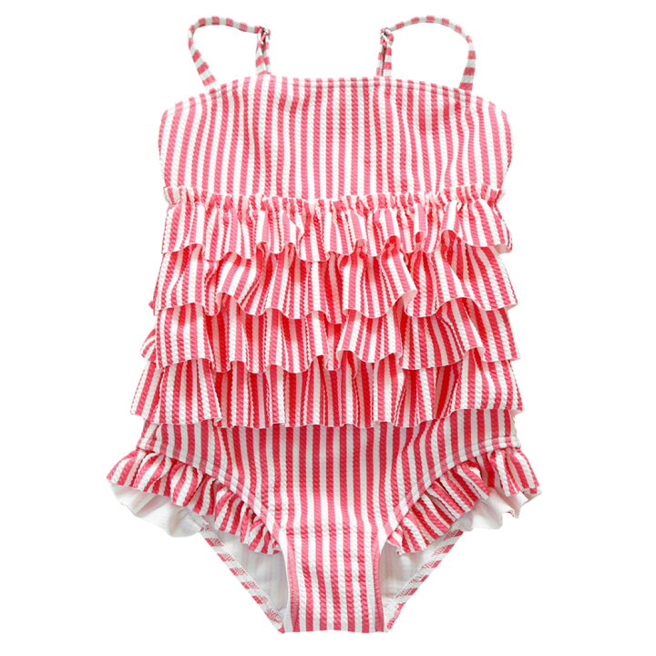 楽天市場 キッズ 水着 女の子 ワンピース 子供 小学生 ジュニア 女児 90cm 100cm 110cm 1cm 130cm オールインワン ティアード おしゃれ バックフリル ストライプ柄 水遊び プール 夏 海 川 アウトドア スイミング かわいい ピンク ブルー パープル Teddyshop