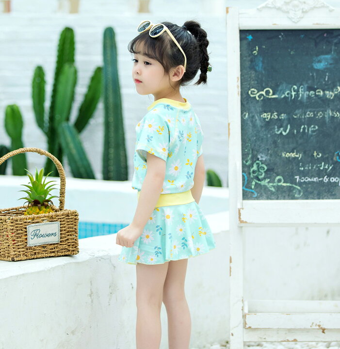 楽天市場 キッズ 水着 女の子 トップス フレアスカート セパレート 2点セット トップスイン ウエストゴム 着やすい 子供 ベビー ジュニア 100cm 110cm 1cm 130cm 140cm 可愛い お洒落 ガーリー シンプル 総柄 花柄 幼稚園 保育園 小学生 露出控えめ 夏 海 プール ビーチ