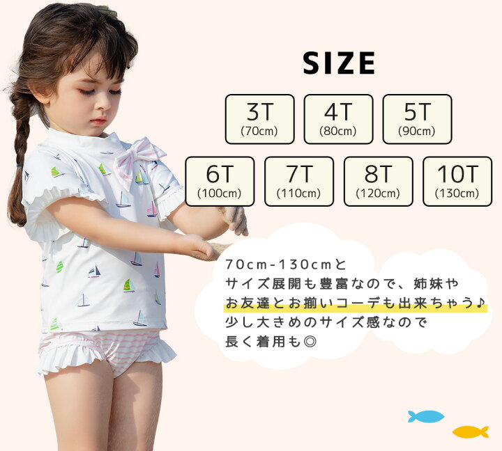 楽天市場】キッズ 水着 女の子 セパレート ラッシュガード 半袖 