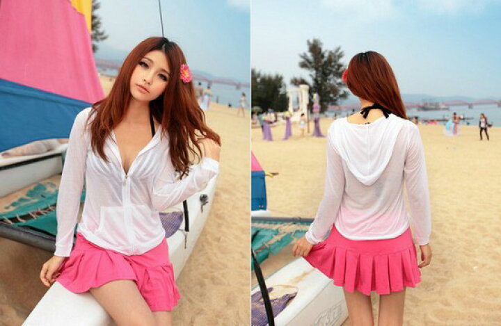 即決新品 送料無料 レディース ゆったり パーカー ラッシュガード ドット柄 ピンク ｍ 格安店