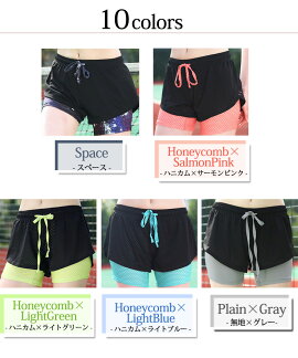 【楽天市場】ショートパンツ レディース ショーパン 短パン ボトムス スパッツ一体型 薄手 大きいサイズ 体型カバー フィットネス ジム