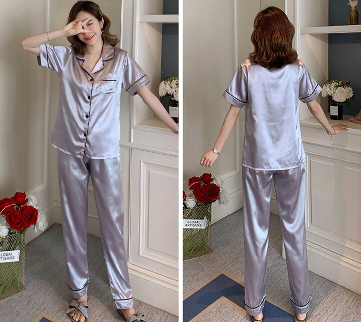 楽天市場 パジャマ ルームウェア レディース 半袖 長ズボン 2点セット 前開き 大きいサイズ ナイトウェア セットアップ トップス パンツ シンプル ガーリー フェミニン カジュアル エレガント 無地 可愛い お洒落 薄手 光沢感 高級感 ゆったり部屋着 リラックス 白 楽天市場 パジャマ ルームウェア レディース 半袖 長ズボン 2点セット 前開き 大きいサイズ ナイトウェア セットアップ トップス パンツ シンプル ガーリー フェミニン カジュアル エレガント 無地 可愛い お洒落 薄手 光沢感 高級感 ゆったり部屋着 リラックス 白