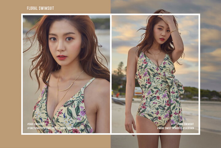 楽天市場 水着 体型カバー レディース オールインワン ワンピース ミセス ママ水着 韓国 ファッション Shebeach シービーチ 正規品 カシュクール お腹 カバーアップ シンプル リボン かわいい 大人 お洒落 ぽっちゃり 夏 海 プール リゾート 総柄 ノンワイヤー ベージュ