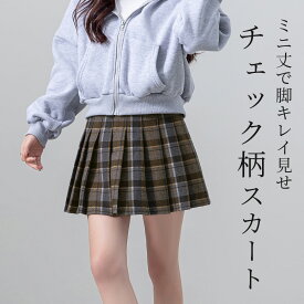 ＼19%OFFクーポン利用で！2,414円！／ 「韓国っぽミニスカ」ミニスカート プリーツ チェック 韓国ファッション 大きいサイズ 下 インナー フレア インパン レディース 台形 ボトムス ファスナー 幅広 ウエスト ショート丈 膝上丈