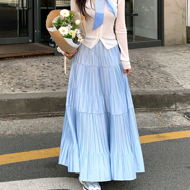 楽天市場】スカート ティアード プリーツ ロング レディース おしゃれ 