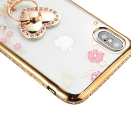 強化ガラスフィルム付きiPhoneXケーススマホリング付きiPhone8ケースiPhone8Plusケーススマホケースオシャレ可愛いiPhoneケースカバー全5色スタンド機能落下防止ブラックゴールドブルーレッドピンク耐衝撃アップルマークが見える全面保護PC素材