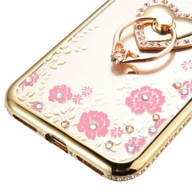 強化ガラスフィルム付きiPhoneXケーススマホリング付きiPhone8ケースiPhone8Plusケーススマホケースオシャレ可愛いiPhoneケースカバー全5色スタンド機能落下防止ブラックゴールドブルーレッドピンク耐衝撃アップルマークが見える全面保護PC素材