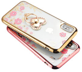 iPhoneXSMaxケースおしゃれ大人女子かわいいiPhoneXSケースiPhoneXRケースiPhone8ケースiPhoneXケーススマホリング付きiPhone8Plusケースiphone7ケースiphone7plusiphone6ケースiphone6sスマホケースラインストーン花柄落下防止可愛い薄型