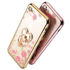 強化ガラスフィルム付きiPhoneXケーススマホリング付きiPhone8ケースiPhone8Plusケーススマホケースオシャレ可愛いiPhoneケースカバー全5色スタンド機能落下防止ブラックゴールドブルーレッドピンク耐衝撃アップルマークが見える全面保護PC素材