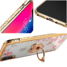 強化ガラスフィルム付きiPhoneXケーススマホリング付きiPhone8ケースiPhone8Plusケーススマホケースオシャレ可愛いiPhoneケースカバー全5色スタンド機能落下防止ブラックゴールドブルーレッドピンク耐衝撃アップルマークが見える全面保護PC素材