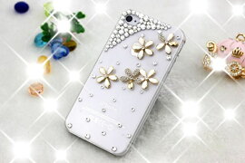 【メール便送料無料】iPhone6siPhone6PlusケースiPhoneSEiPhone5siPhone5ciPhone4sアイフォン6sアイフォン6XperiaZ2エクスペリアZ2GalaxyS5ギャラクシーS5スマホカバーお洒落可愛いキラキララインストーンクリア花パール