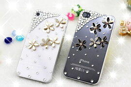 【メール便送料無料】iPhone6siPhone6PlusケースiPhoneSEiPhone5siPhone5ciPhone4sアイフォン6sアイフォン6XperiaZ2エクスペリアZ2GalaxyS5ギャラクシーS5スマホカバーお洒落可愛いキラキララインストーンクリア花パール