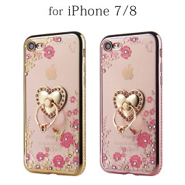 iPhone8ケースおしゃれ大人女子かわいいiPhoneXケーススマホリング付きiPhone8Plusケースiphone7ケースiphone7plusiphone6ケースiphone6sケースアイフォン8ケーススマホケースバーiPhoneケースラインストーン花柄落下防止大人可愛い