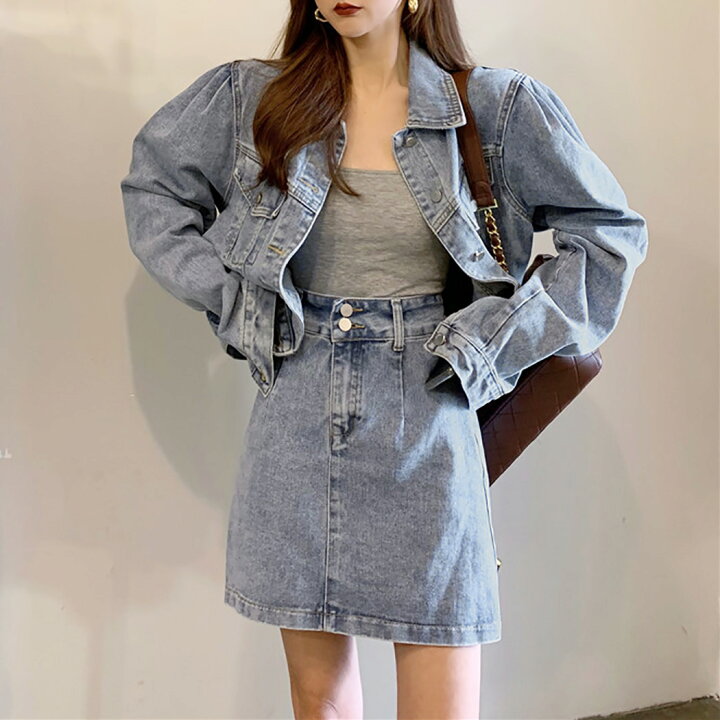 楽天市場 デニム ジャケット タイトデニムスカート セットアップ レディース Gジャン ジージャン カジュアル 春 秋 冬 2点セット 上下 おしゃれ 長袖 トップス ボトムス 黒 ゆったり 前開き フロントオープン アメカジ ボーイッシュ ベルトループ ジッパー Teddyshop