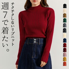 ＼9％OFFクーポン／ハイネック レディース ニット 秋冬 トップス インナー 長袖 カットソー リブ セーター ニットプルオーバー タートルネック 黒 ベーシック 定番 スリム 細身 フィット 伸縮性 ストレッチ ハイゲージ デイリー 普段着 着回し 通勤 OL オフィス 通学 学生