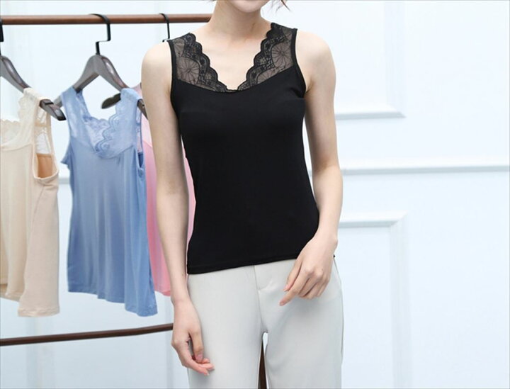 楽天市場 キャミソール レース インナー レディース シャツ タンクトップ 半袖 ノースリーブ Vネック カジュアル おしゃれ きれいめ 女性用 コーデ シンプル 薄手 春夏用 秋 かわいい 大人 上品 セクシー キュート ゆったり ブラック ホワイト ブルー ベージュ ピンク