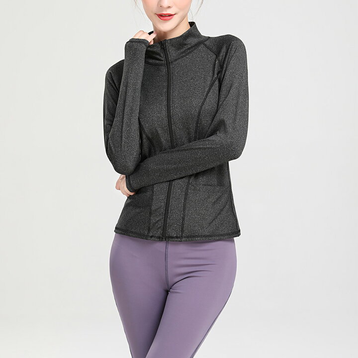 送料無料 ハイネック 長袖 ジップアップ ヨガウェア 白 Mサイズ ラッシュガード ヨガ フィットネス スポーツウエア 福袋特集