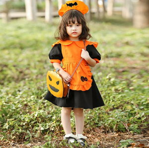 ハロウィン衣装 子供 コスプレ かぼちゃ キッズ ベビー 女の子 パンプキン ウィッチ コスチューム メイド服 エプロン 子供用 ハロウィン仮装 赤ちゃん 着ぐるみ カボチャ コウモリ ワンピー
