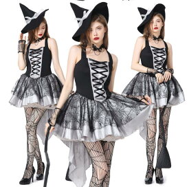 ハロウィン衣装 巫女 仮装 魔女 コスプレ衣装 ハロウィン 仮装 デビル 4点セット ワンピース 帽子 魔法使い パンバイア コスチューム 悪魔 魔女 吸血鬼 ウィッチ 女性用 制服 セクシー ハロウィーン Halloween衣装 大人用 レース セクシー