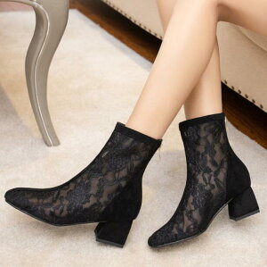 サマーブーツ ブーツサンダル ブーティー ショートブーツ 厚底サンダル 夏サンダル シースルー 5.5cmヒール 透かし レディース靴