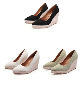 ウェッジソールパンプス レディース ウエッジソール 夏 春 靴 ウェッジ ヒール ウエッジヒール 歩きやすい ウェッジパンプス ジュート 厚底シューズ 厚底 ジュートサンダル レディース 厚