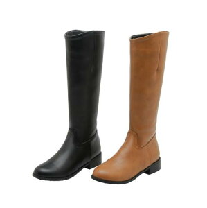 レディースブーツ ジョッキーブーツ ロングブーツ エンジニアブーツ ジョッキーブーツ ぺたんこ スクエアトゥ 長靴 合皮 ロング丈 秋冬 太ヒール 3.5cm  ローヒール