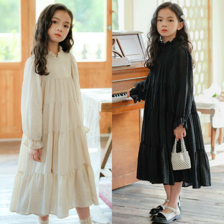 楽天市場】白ワンピース 女の子 長袖 ロングドレス Aライン 子供服 