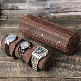 父の日 腕時計ケース 本革 牛革 復古 時計ケース 3本用 長方形 ウオッチケース 収納ボックス コレクションケース 持ち運び 便利コンパクト プレゼント 見せる収納 メンズ 高級コーヒー 収納 贈り物