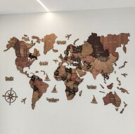 世界地図 インテリア 木製 3D Wood World Map　 壁掛け 世界地図 インテリア 壁掛け オークカラー 高級感…