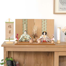 お雛様 雛人形 かわいい コンパクト おしゃれ 雛祭り 初節句 てづくり 木製 国産 天然木 モダン ひな人形 女の子 平飾り ことのひな人形　このは　麻の葉　平台　立花P付 0346