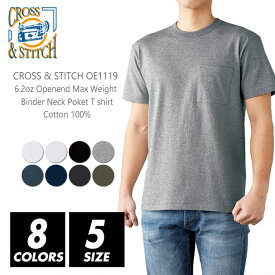 バインダーネック ポケット Tシャツ 無地 メンズ 【メール便可 1着290円】【楽天最安値に挑戦】cross & stitch(クロスステッチ) 6.2オンス oe1119 s-xxl 半袖夏 夏服 半袖 スポーツ ダンス カラフル カラー 運動会 文化祭 イベント お揃い