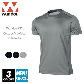 【送料無料】ドライ 半袖 Tシャツ 無地 メンズ レディース ユニセックス ビッグサイズ wundou(ウンドウ) p910 xs-xxl 3色 吸汗速乾 抗菌防臭 デオドラント アウトドア ストレッチ エクササイズ ヨガ ランニング ジョギング 運動 ジム ネイビー ブラック グレー