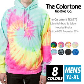 裏起毛 タイダイ パーカー メンズ 【楽天最安値に挑戦】the colortone(カラートーン) 8.5オンス td8777 yl-xl コットン プルオーバー フーディ 厚手 USA アメリカ スポーツ ダンス カラフル カラー 運動会 文化祭 イベント お揃い ストリート ルームウエア 部屋着