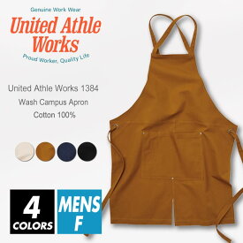 エプロン ワーク クロスタイプ 【メール便可 1着290円】【楽天最安値に挑戦】United Athle(ユナイテッドアスレ) 1384-01 フリーサイズ ウォッシュ キャンバス 料理 仕事 職人 厚手 綿100% シンプル ホワイト ブラック キャメル