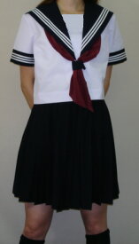 SH48衿・袖カフス紺色・白3本線半袖セーラー服