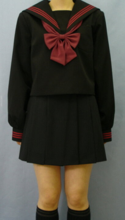 楽天市場】Teen-WK02黒色セーラー服Bigサイズ赤3本線高校生 学生 中学  