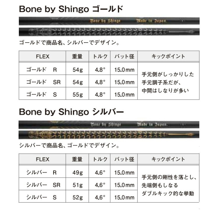 楽天市場】値下げ 片山晋呉プロ開発シャフト Bone by Shingo ボーン 